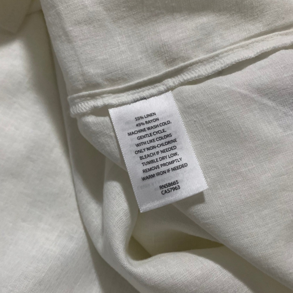 Caslon White Linen Blend Short Sleeve Button Down Pocket Shirt XS New - Picture 6 of 7